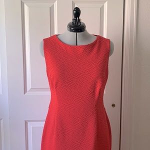 Textured coral pink Calvin Klein cocktail dress